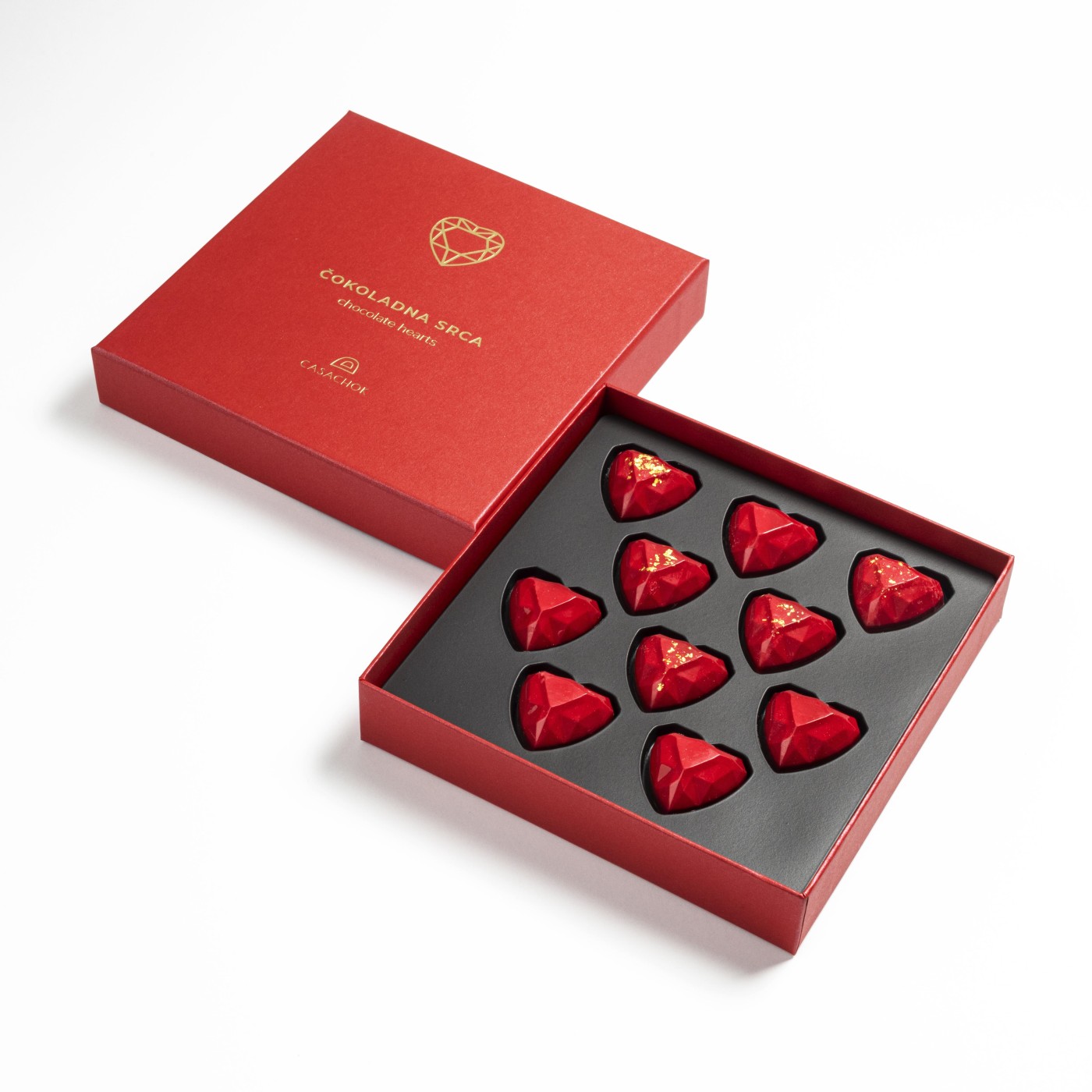 Chocolate Hearts with 23K Gold Leaf